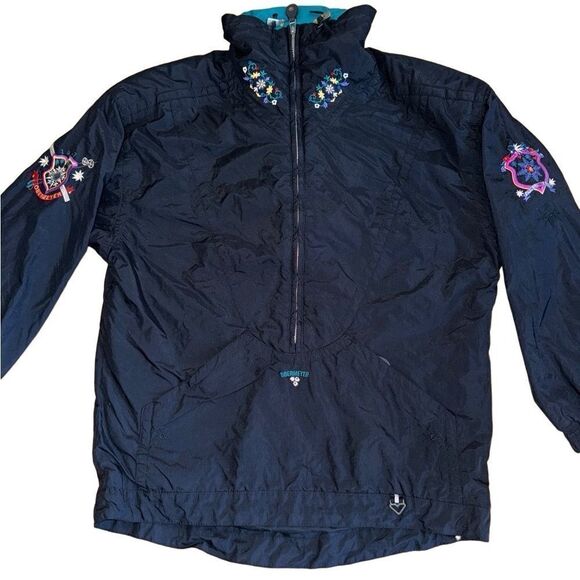 Obermeyer Vintage Women's Black Ski Jacket Embroidered Puffer Jacket - Small - Picture 3 of 9